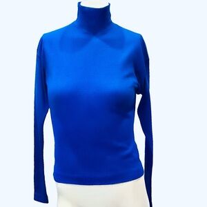 🧥👜 TODD OLDHAM for CONGOVID Ribbed Wool Turtleneck | Royal Blue 90s Minimalist S